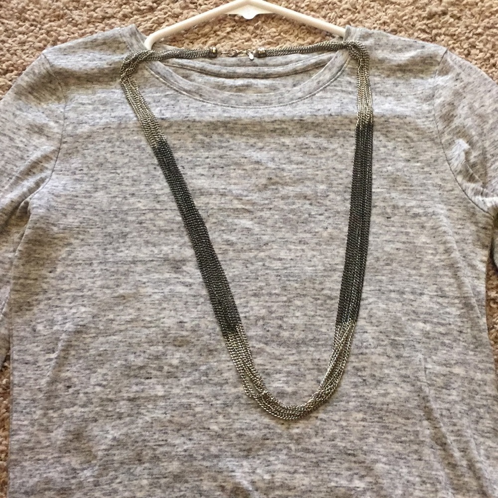 Silver black mixed chain necklace long